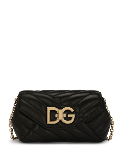 Dolce & Gabbana Small Lop Quilted Crossbody Bag In Black