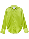 Frame Stretch Silk Button-up Shirt In Green