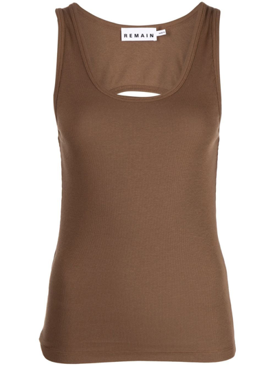 Remain Cut-out Ribbed Tank Top In Brown
