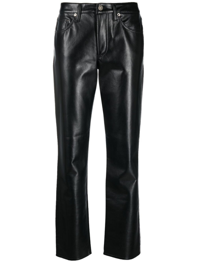 Agolde Lyle Recycled Leather Straight Leg Jeans In Black