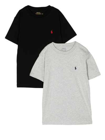 Ralph Lauren Kids' Logo-embroidered T-shirt Set In Black