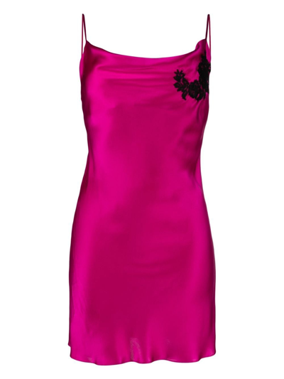 Gilda & Pearl Lace-appliqué Silk Nightdress In Pink
