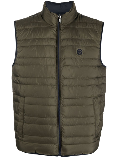 Michael Kors Logo-plaque Quilted Gilet In Green