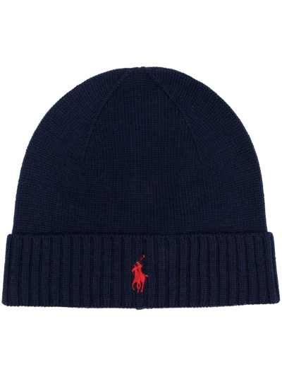 Polo Ralph Lauren Pony Embroidered Knit Beanie In Blue