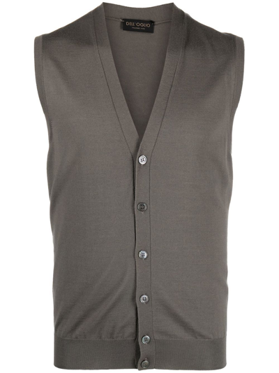 Dell'oglio V-neck Merino Wool Vest In Brown