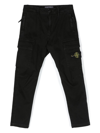 STONE ISLAND JUNIOR SIDE LOGO-PATCH DETAIL TROUSERS