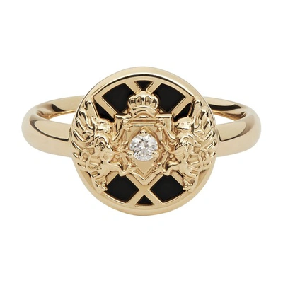 Balmain 18kt Yellow Gold Emblem Diamond Ring