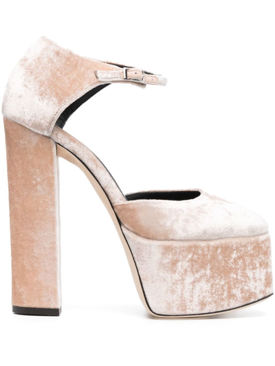 Giuseppe Zanotti 110mm Velvet Platform Pumps In Neutrals