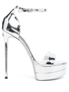 Dolce & Gabbana Metallic Mirror Ankle-strap Platform Sandals In Silver