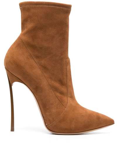 Casadei Blade Pointed-toe Ankle Boots In Brown