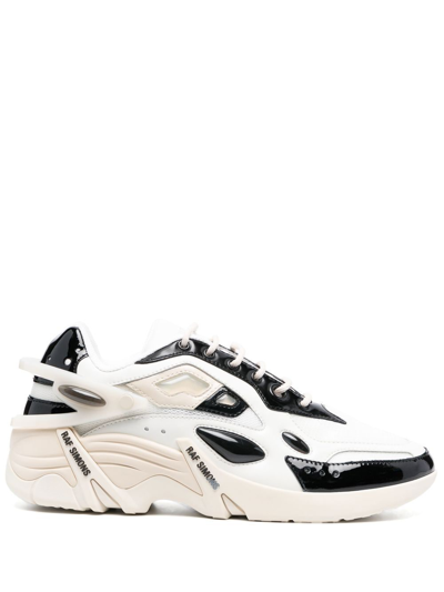 Raf Simons Multi-panel Lace-up Trainers In White Black And Cream