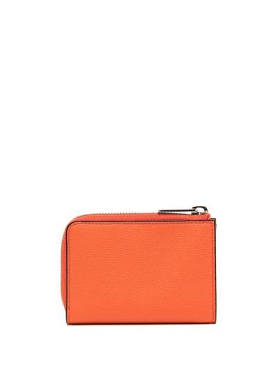 Valextra Asymmetric Zip-around Wallet In Orange