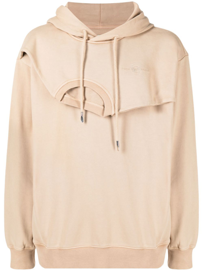 Feng Chen Wang Panelled Drawstring Hooded Jacket In Nude