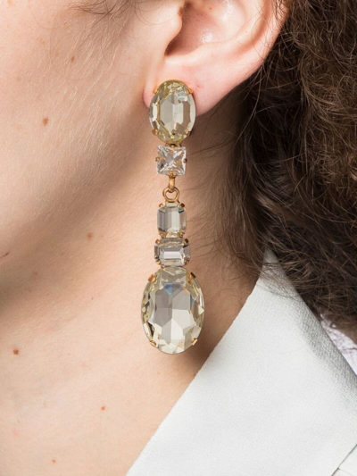 Erdem Crystal-detail Drop Earrings In Gold