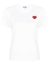 Comme Des Garçons Play Unisex T-shirt Emblem X Rhinestone Clothing In White