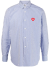 Comme Des Garçons Play Embroidered-logo Striped Shirt In Blue
