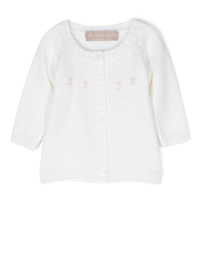La Stupenderia Babies' Embroidered Cashmere Cardigan In White