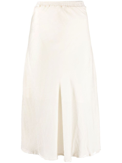 Gold Hawk High-waisted Silk-blend Skirt In White