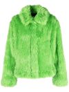 Msgm Faux-fur Jacket In Green