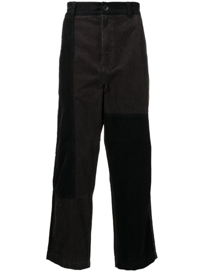 Five Cm Corduroy Straight-leg Trousers In Black