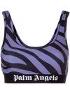 Palm Angels Zebra-print Sports Bra In Black
