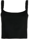 KHAITE RUCHED-SHOULDER CROPPED TANK TOP