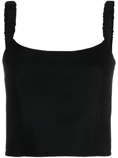 Khaite Audra Off-the-shoulder Wool-blend Top In Black