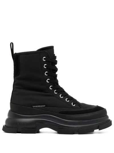 Both 'gao Eva' Padded Platform Lace Up High Boots In Black