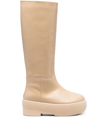 Gia Borghini Gia 16 Low Heels Boots In Beige Leather In White