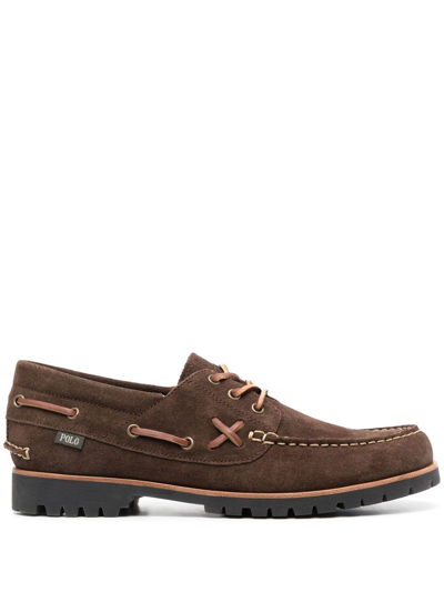 Polo Ralph Lauren Lace-up Suede Boat Shoes In Brown