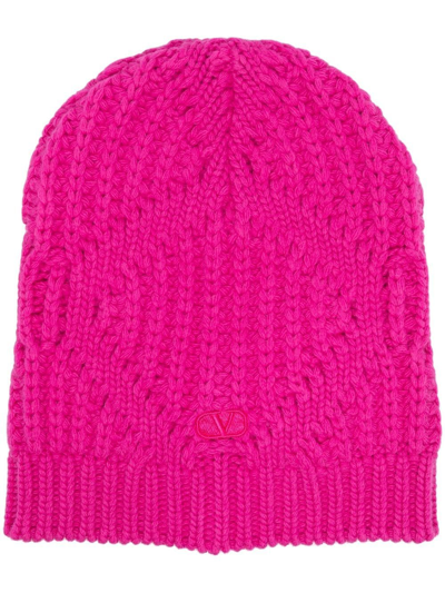 Valentino Garavani Virgin-wool Knit Hat In Bright Pink