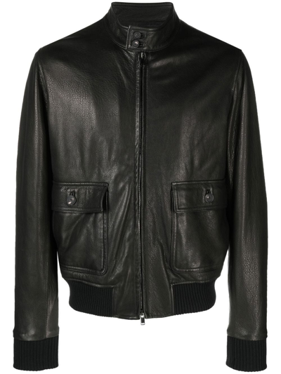 Tagliatore Lambskin Bomber-jacket In Black