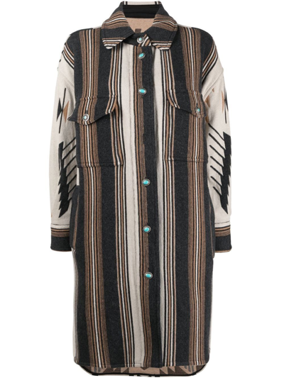 Fortela Stripe-pattern Single-breasted Coat In Multicoloured