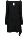 Ac9 Belted Asymmetric Dress In Black