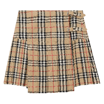 Pre-owned Burberry Classic Check Kilt Mini Skirt 'archive Beige Ip Check' In Tan