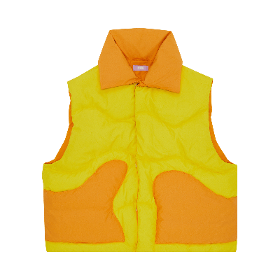 Pre-owned Erl Down Woven Puffer Vest 'orange/yellow'