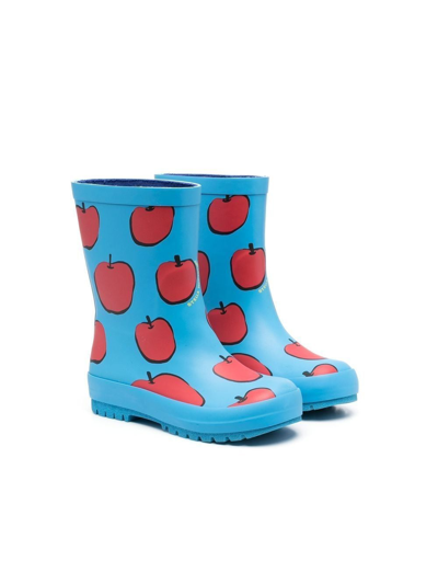 Stella Mccartney Kids' Apple-print Rain Boots In Blue