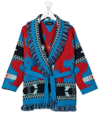 Alanui Kids Icon Cardigan In Blue And Red Cashmere In Blue