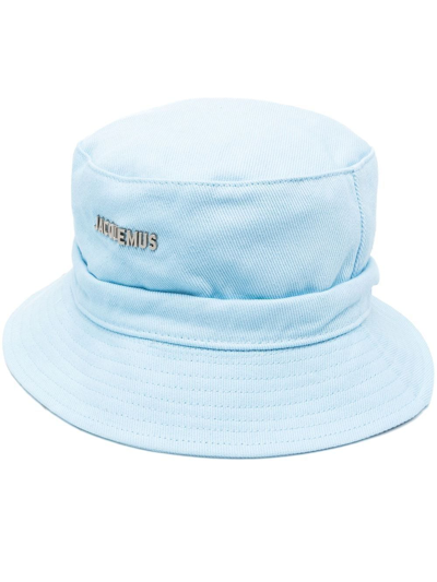 Jacquemus Le Bob Gadjo Cotton Logo Bucket Hat In Blue