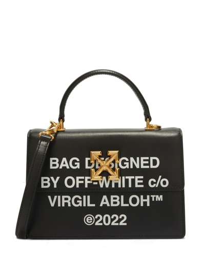 Off-white Jitney 2.8 Leather Top Handle Bag In Black