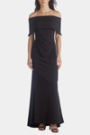 Vince Camuto Oversized Collar Off The Shoulder Gown In Black