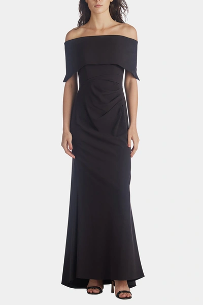 Vince Camuto Oversized Collar Off The Shoulder Gown In Black