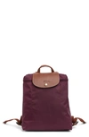 Longchamp Le Pliage Foldable Nylon Backpack In Plum