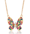 NICOLE ROSE MULTI STONE RAINBOW AND DIAMOND BUTTERFLY NECKLACE