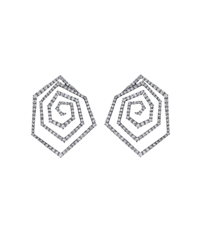 Arunashi Diamonds Going In Triangles Earrings In Black/gold
