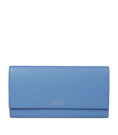 Smythson Marshall Travel Wallet In Panama In Nile Blue