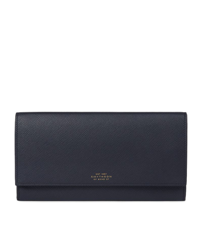 Smythson Leather Marshall Travel Wallet In Blue