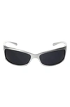 Fifth & Ninth Rocket 67mm Polarized Wraparound Sunglasses In Silver/ Black