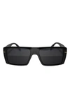 Fifth & Ninth Atlas 54mm Polarized Rectangular Sunglasses In Black/ Black