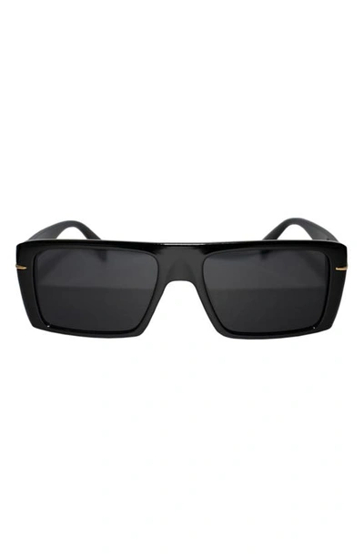 Fifth & Ninth Atlas 54mm Polarized Rectangular Sunglasses In Black/ Black